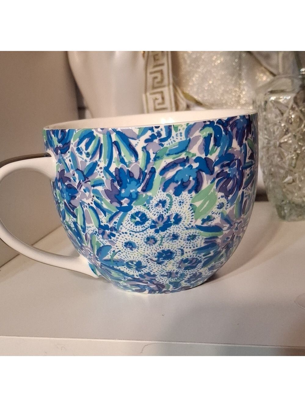 Lilly Pulitzer Floral Blue and Purple Mug New
